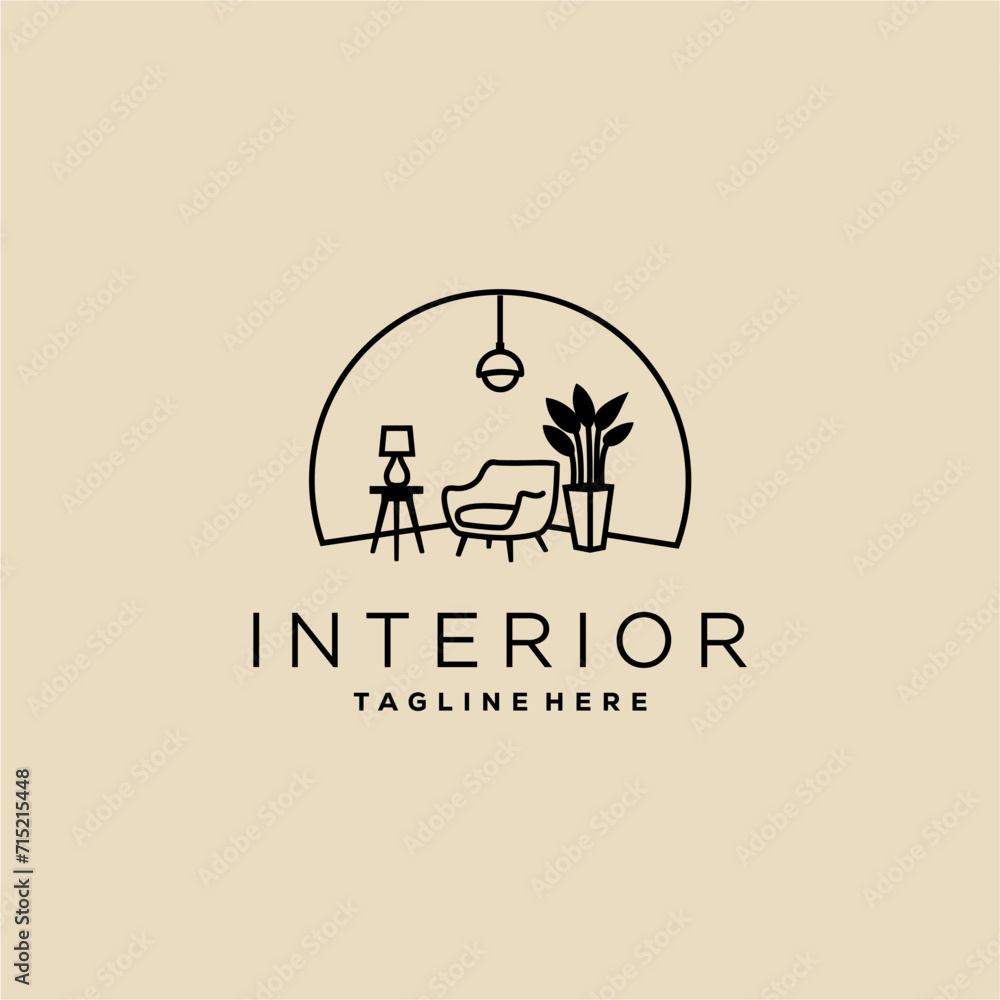 Interior room, gallery furniture logo design