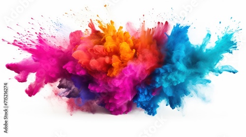 Colored powder explosions on a white background © crazyass