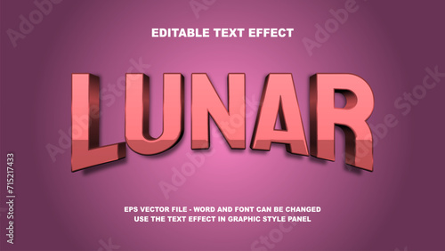 Editable Text Effect Lunar 3D Vector Template