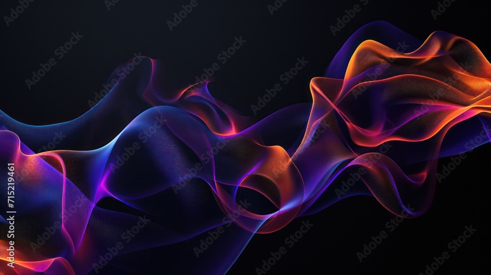 Purple and orange wave background in black backdrop Purple and orange wave background in black backdrop