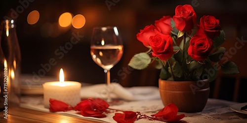 A romantic dinner setting with candles and elegant tableware , romantic dinner, candles, elegant tableware