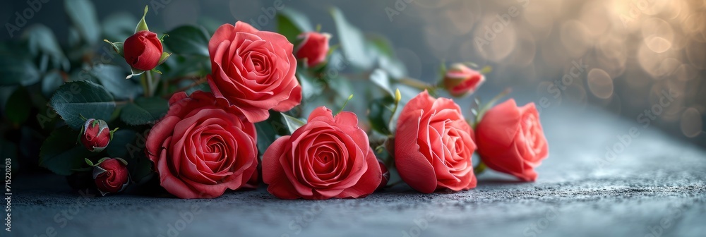 Beautiful Bouquet Red Roses On Grey, Background HD, Illustrations