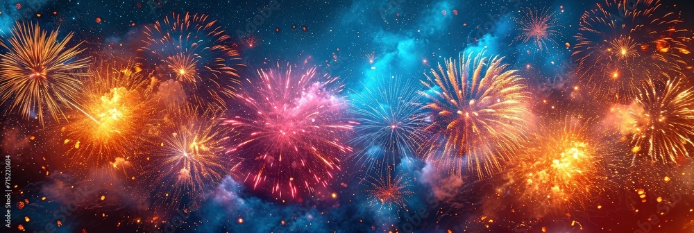 Fototapeta premium Beautiful Colorful Fireworks Sky On Festive, Background HD, Illustrations