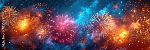 Beautiful Colorful Fireworks Sky On Festive, Background HD, Illustrations