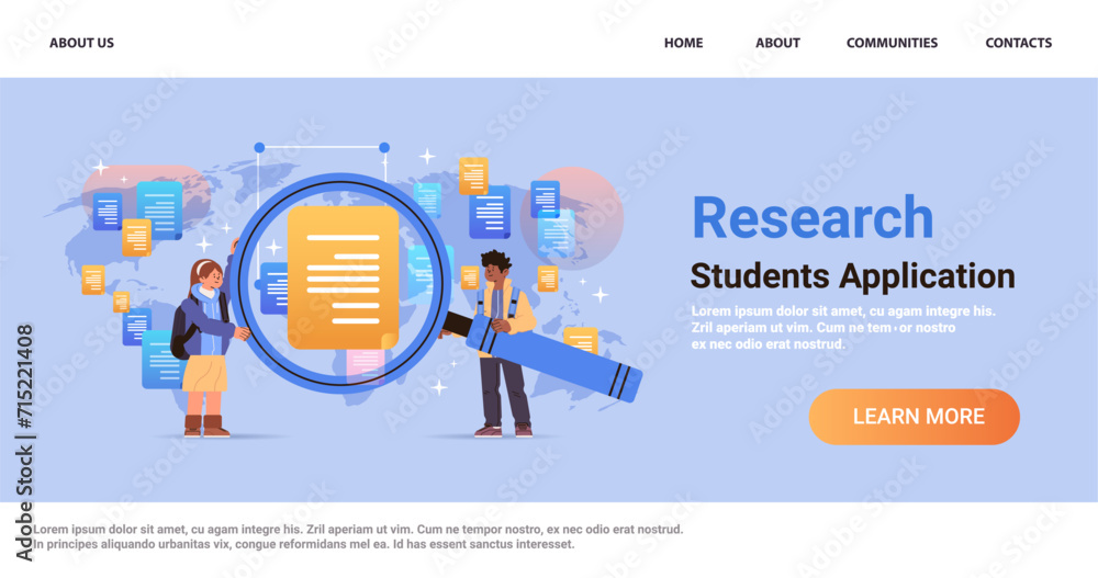 mix race students holding magnifying glass online research e-learning distance education concept horizontal mix race students holding magnifying glass online research e-learning distance education concept horizontal