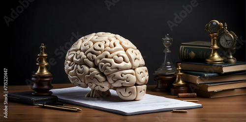 A brain sitting on a table with works say success