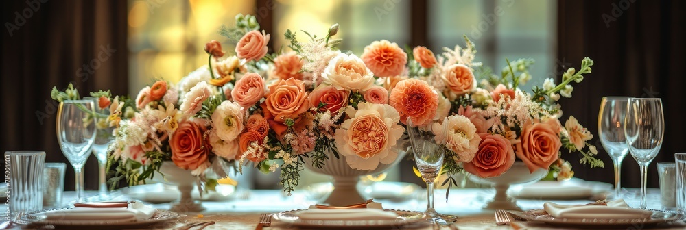Beautiful Table Setting Wedding Flowers, Background HD, Illustrations