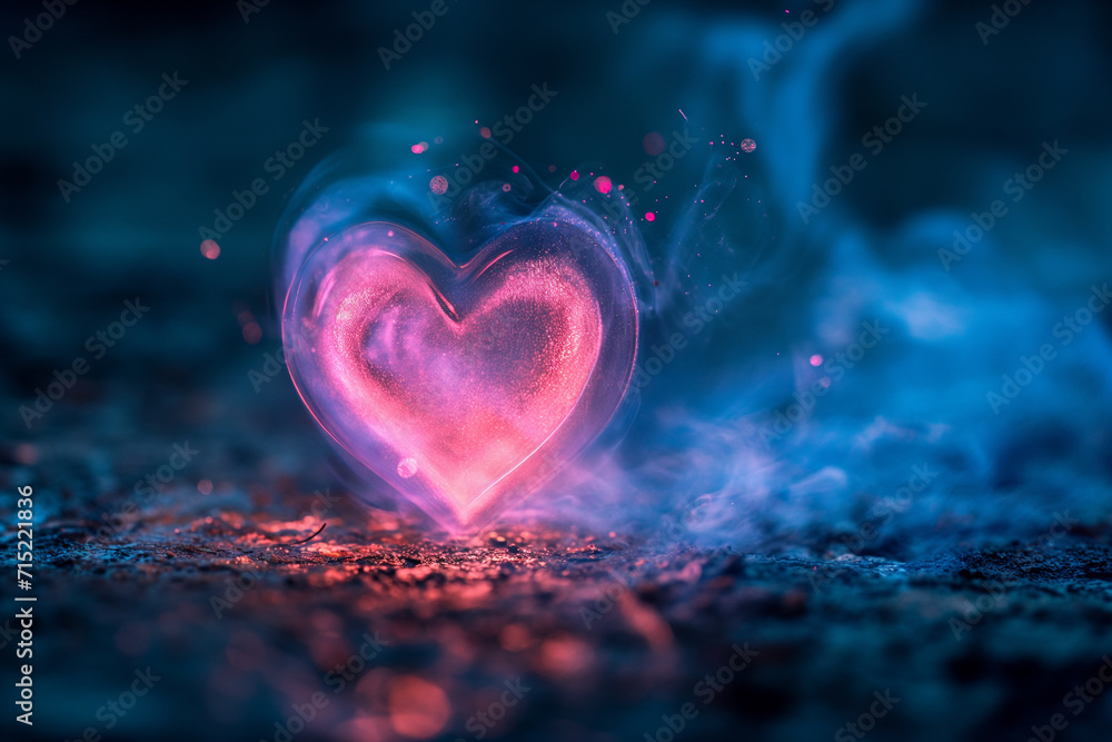 A Pink Heart Ignites in a Blaze of Blue Fire, Capturing the Essence of Intense and Vibrant Emotion A Pink Heart Ignites in a Blaze of Blue Fire, Capturing the Essence of Intense and Vibrant Emotion