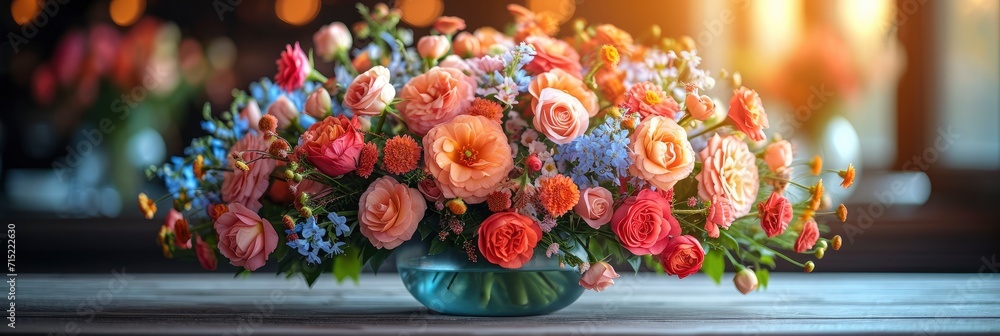 Bouquets Fresh Flowers Decoration Festive Table, Background HD, Illustrations