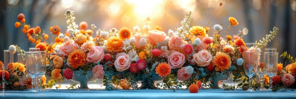 Bouquets Fresh Flowers Decoration Festive Table, Background HD, Illustrations Bouquets Fresh Flowers Decoration Festive Table, Background HD, Illustrations