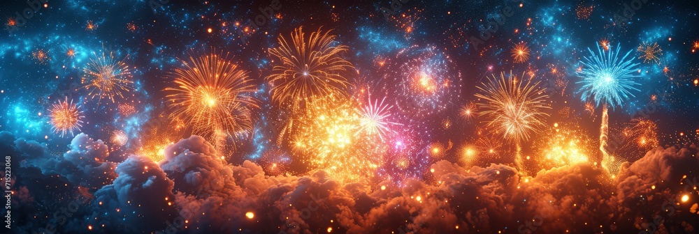 Bright Fireworks Sky Festive Salute Flares, Background HD, Illustrations