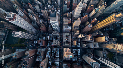 Arial view of a highly populated city photo