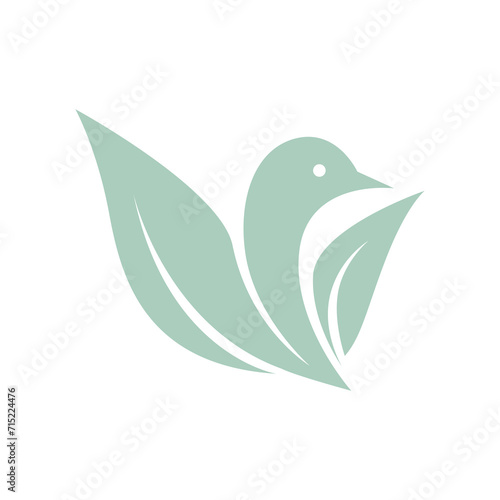 bird leaves wings icon logo vector