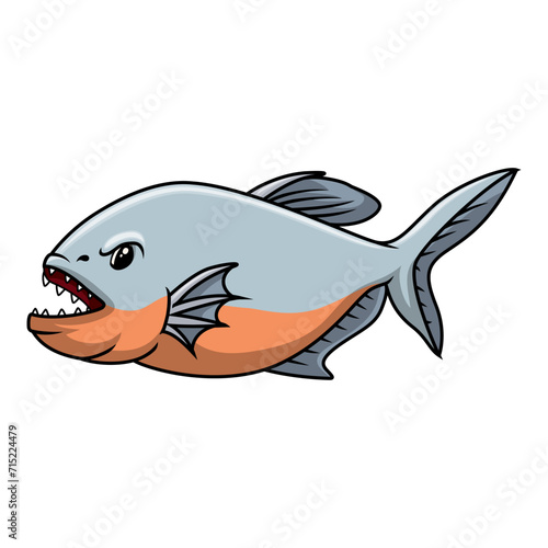 Cute piranha cartoon a swimming