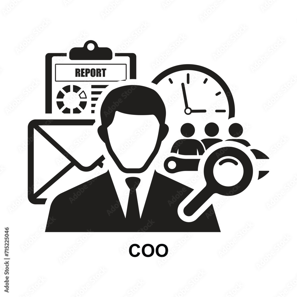 Coo icon. Chief operating officer acronym isolated on background vector illustration. - obrazy, fototapety, plakaty 