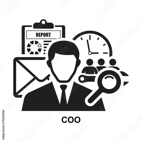 Coo icon. Chief operating officer acronym isolated on background vector illustration.