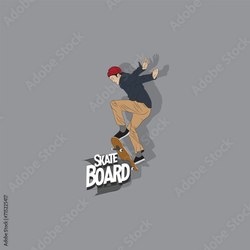 Skateboarding logo.Skateboard activity board skate skating vector image.