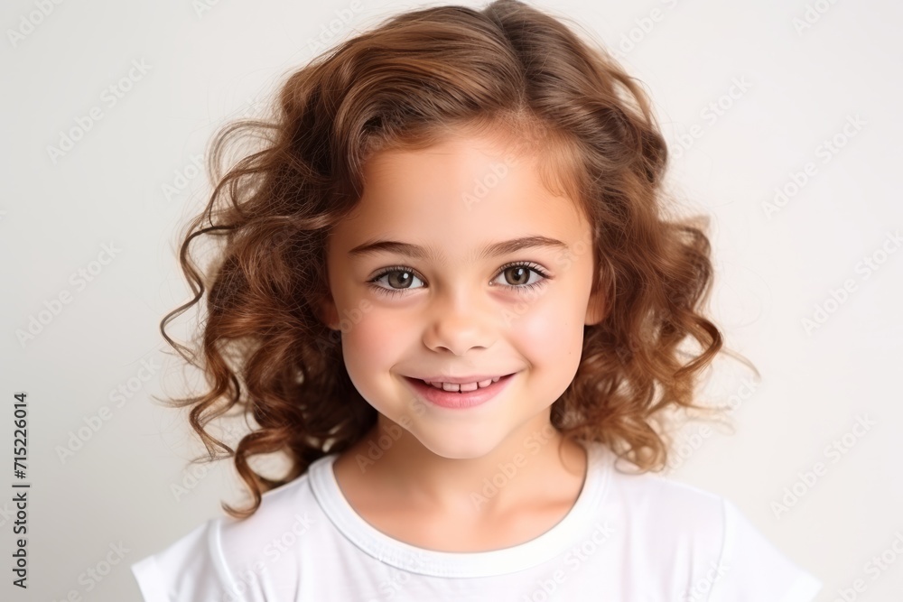 Portrait of a cute little girl with curly hair, studio shot Portrait of a cute little girl with curly hair, studio shot