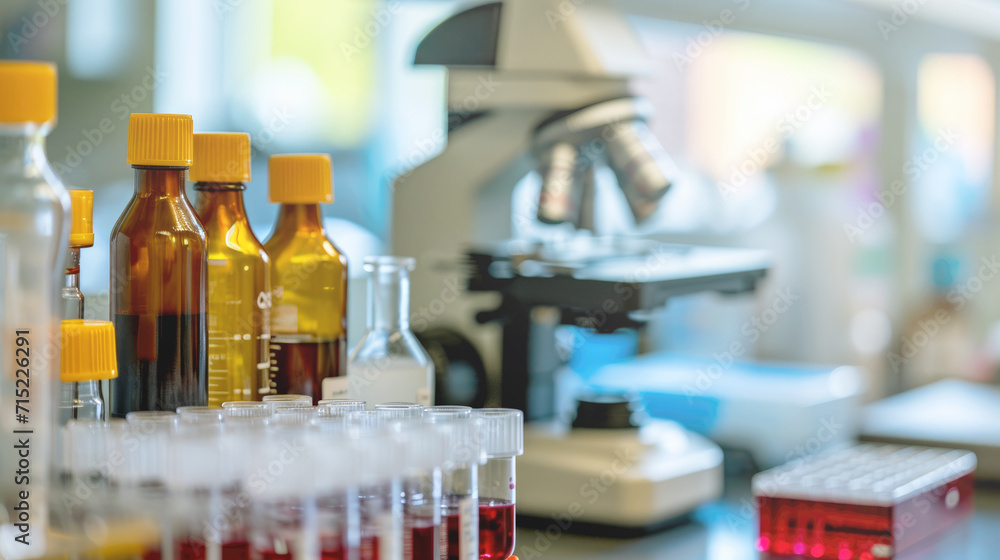 Chemical bottle and equipment in laboratory Chemical bottle and equipment in laboratory