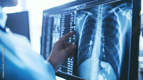 Doctror see lung x-rays result in hospital photo