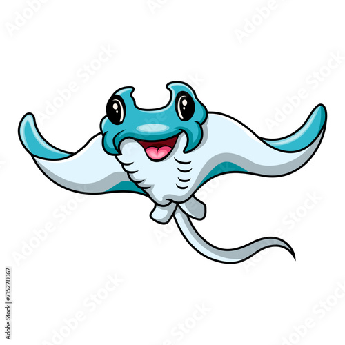 Funny cartoon Stingrays are swimming