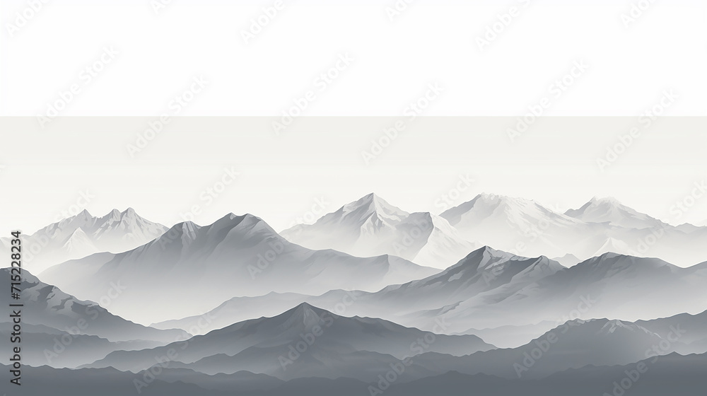 minimalist line art mountain range, capturing the stark beauty of elevation, set against a dusky sky - obrazy, fototapety, plakaty 