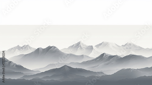 minimalist line art mountain range, capturing the stark beauty of elevation, set against a dusky sky photo