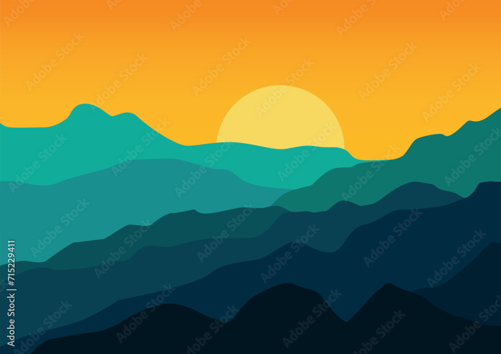 Beautiful mountains for the background. Vector illustration in flat style.
