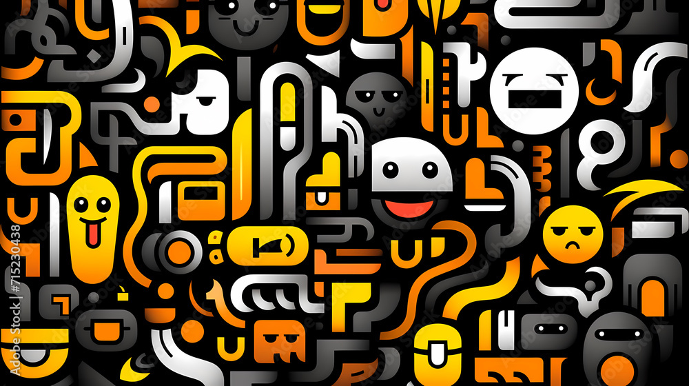 Funny doodle seamless pattern, artistic background Funny doodle seamless pattern, artistic background