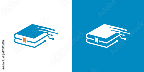 Digital book logo template, technology logo for library. technology learning. study technology
