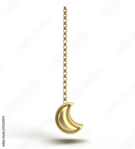 chain moon golden yellow orange colour white isolated background dicut object icon symbol decoration ornment season ramadan ramadon kareem mubarak islamic muslim religion  arabic lantern glowing night