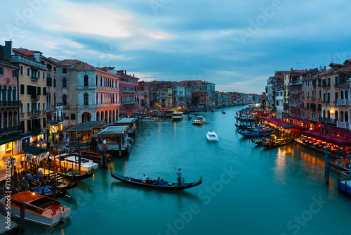 Scenery of Grand Canal of Venice, Italy at Dusk