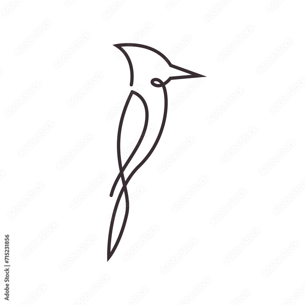 Obraz premium woodpecker line icon logo vector