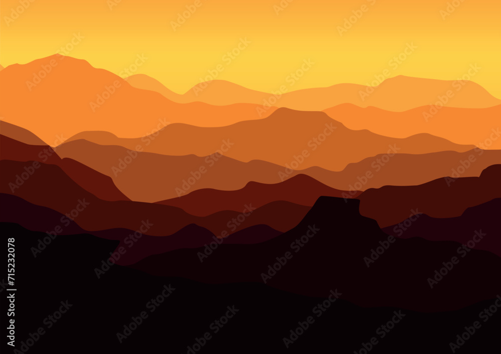 Beautiful silhouetted mountains. Vector illustration in flat style. Beautiful silhouetted mountains. Vector illustration in flat style.