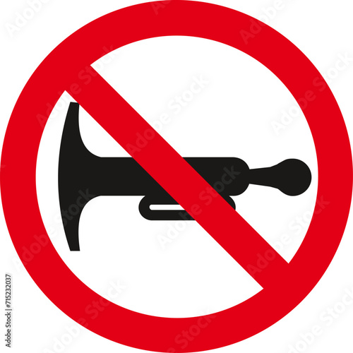 do not use whistles or horn in the area, do not make noise., Prohibiting sign,Traffic Sign , Vector, symbol, transport icon	
