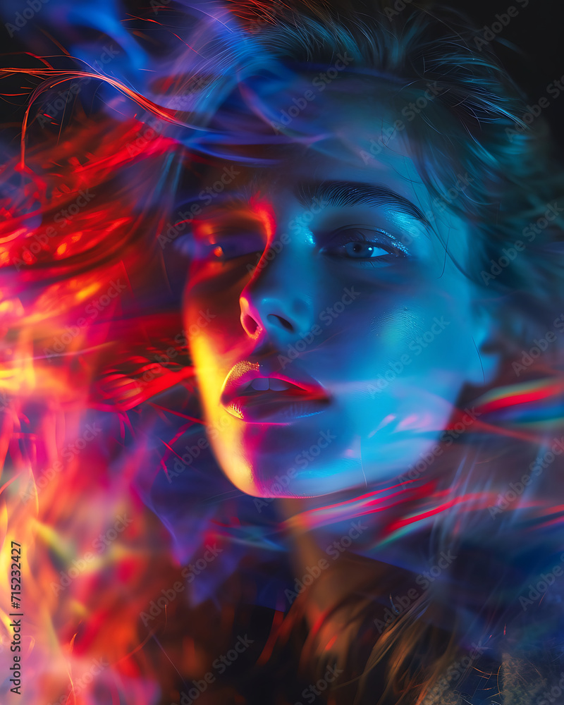 Dynamic prismatic AI-generated portrait photography of a beautiful woman Dynamic prismatic AI-generated portrait photography of a beautiful woman