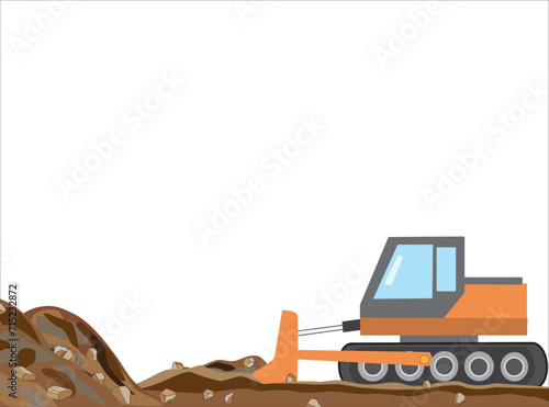 重機で土木工事の作業しているイラスト素材です。