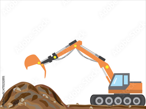 重機で土木工事の作業しているイラスト素材です。