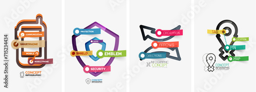 Set of infographics with line design icons. Vector illustration For Wallpaper, Banner, Background, Card, Book Illustration, landing page