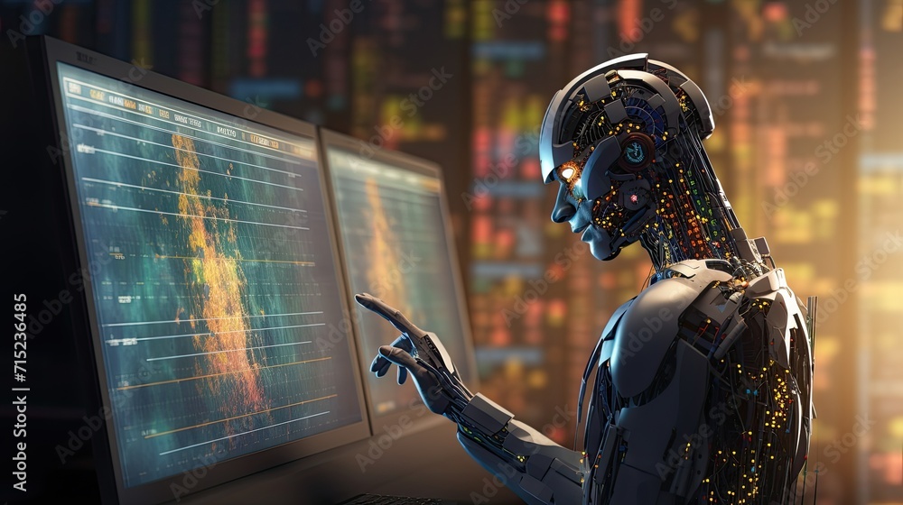 Artificial intelligence in financial forecasting solid background - obrazy, fototapety, plakaty 