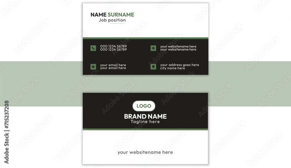 modern simple black and green color-based business card design. modern simple black and green color-based business card design.