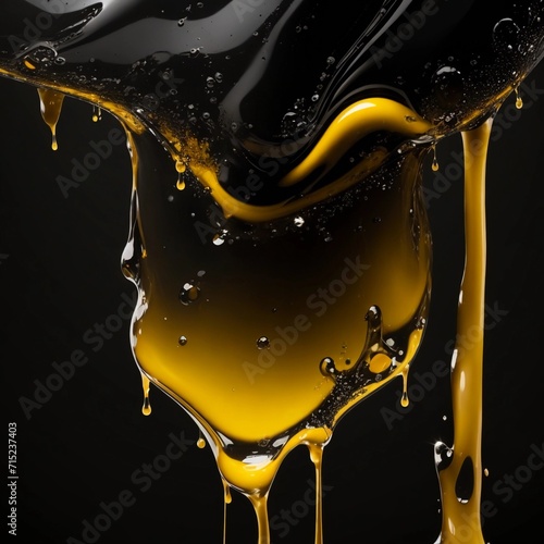 Close up of honey dripping splash of honey with dark background generated by Ai