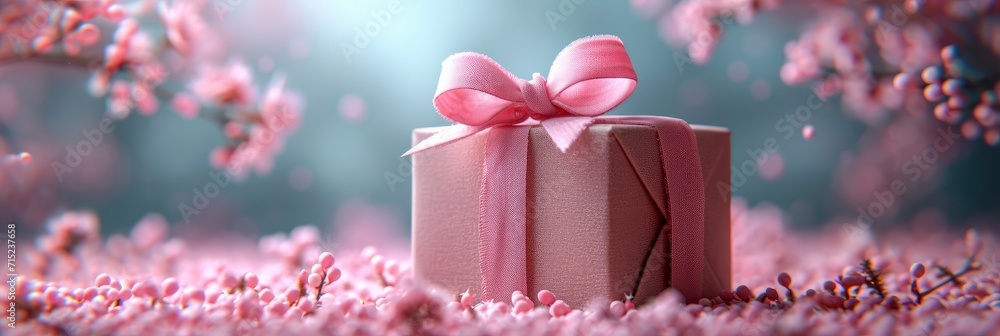 Gift Box Pink Ribbon Space Copy, Background HD, Illustrations Gift Box Pink Ribbon Space Copy, Background HD, Illustrations
