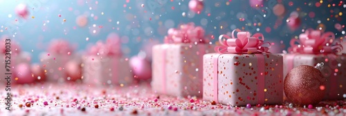 Gifts Garland Festive Decor Confetti Pink, Background HD, Illustrations
