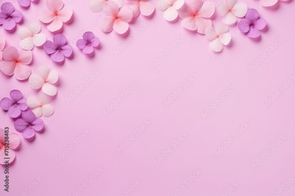 Pink flower corner empty mockup valentine backgrond