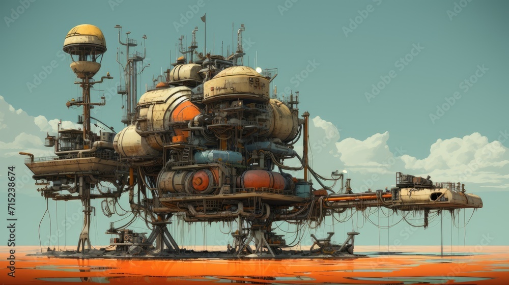Fototapeta premium Robotics used in autonomous oil and gas exploration solid background