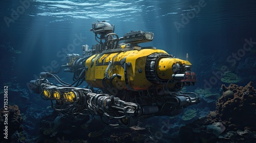 Robotics used in autonomous ocean exploration solid background © Gefo