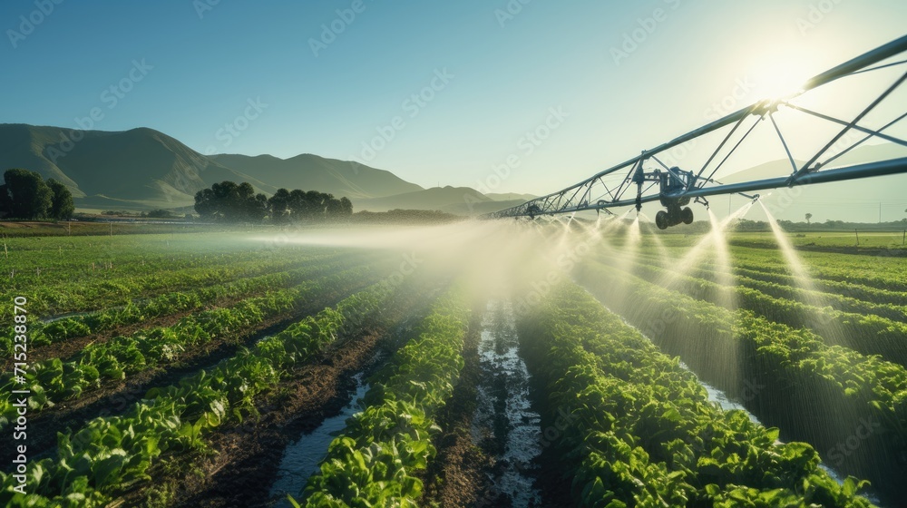Smart irrigation systems for water efficient agriculture solid background - obrazy, fototapety, plakaty 