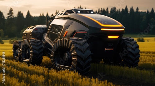 Self driving tractors for autonomous farming solid background
