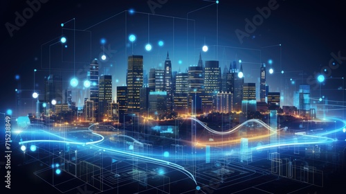 Smart cities with efficient energy management solid background